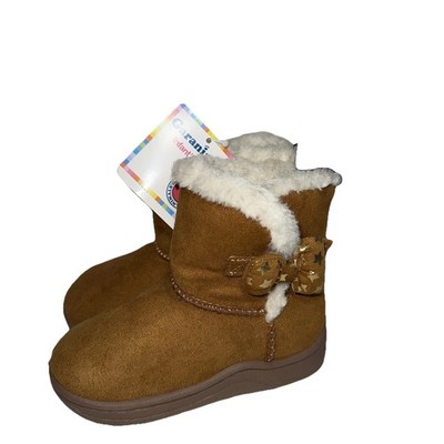 Garanimals Faux Fur Infants Girls Size 6 Brown Boots Bow Stars, NWT s Winter
