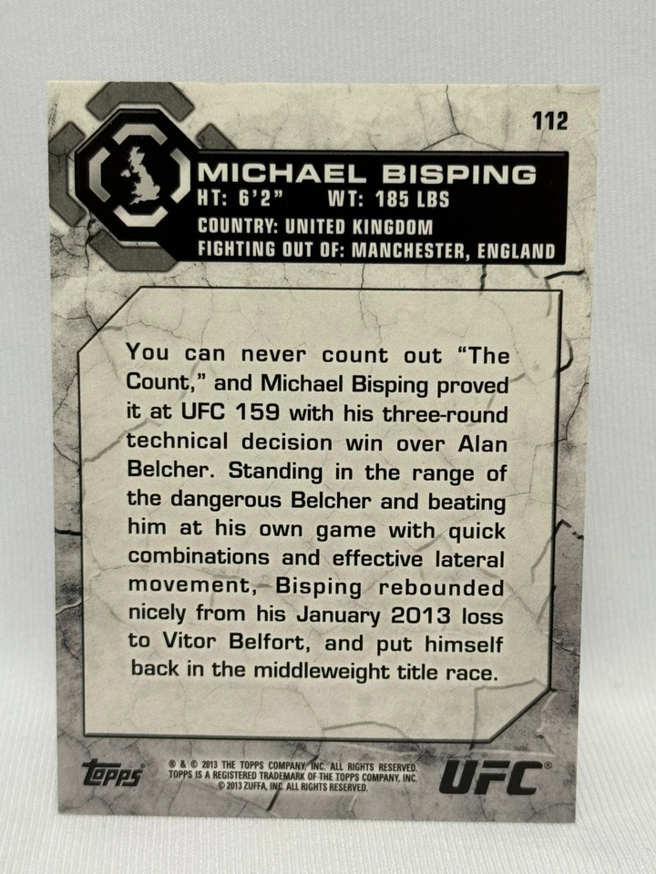 2013 Topps UFC Bloodlines Michael Bisping #112 BLACK 02/25 - Image 2 of 2