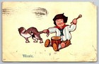 Music Postcard Boy in Sailor Suit Banging on Drum Pulling Cat's Tail c1907 — photo 2