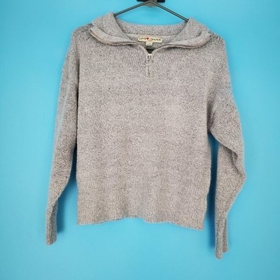 Love Change Women's Size Small Light Silver 1/4 Zip Sweater