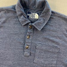 The North Face Mens Heritage Polo Shirt Navy Blue Heathered Pocket A3CB Size L