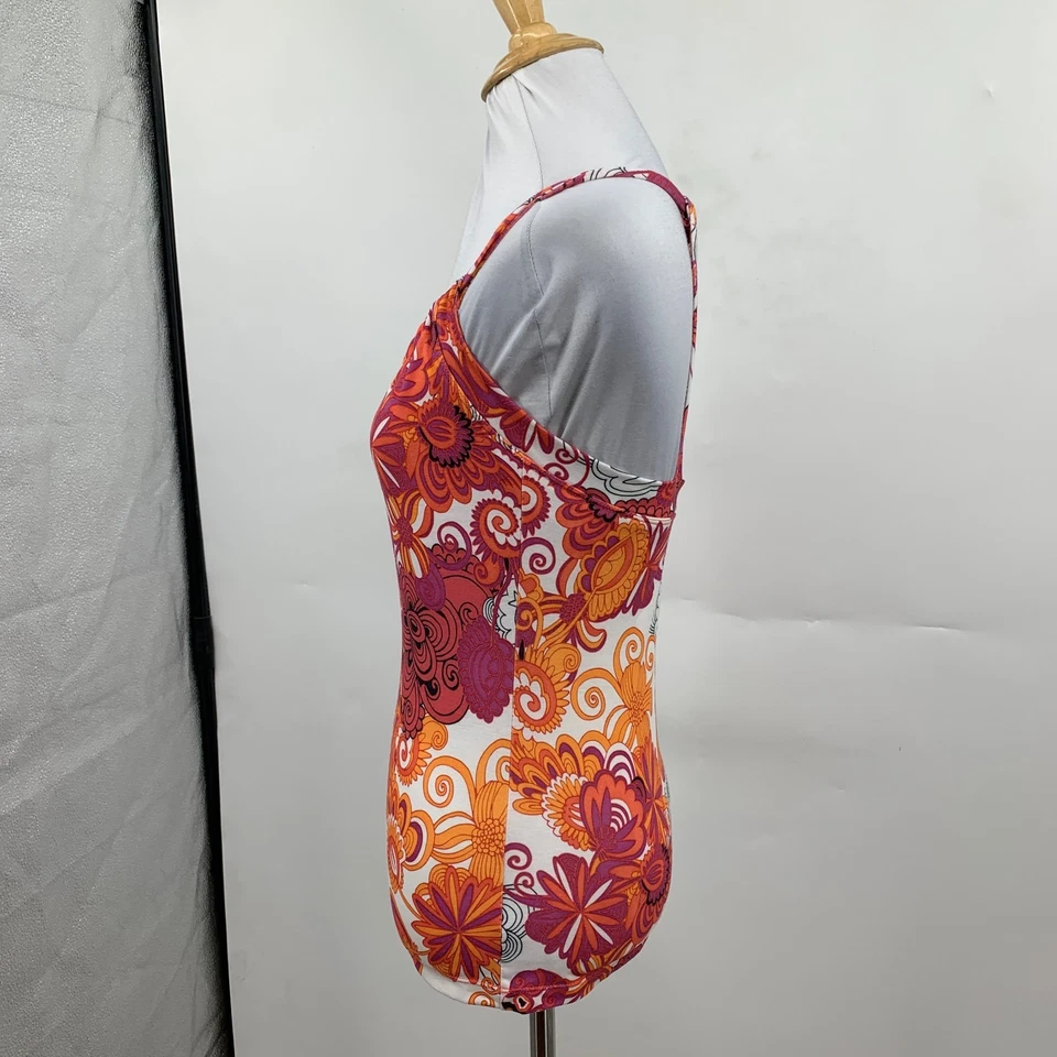 Prana Tank Top Womens S Small Multi Floral Halter Neck Cutout Straps Shelf Bra - Image 3 of 4