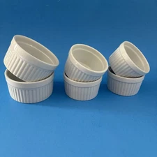 Vintage HIC Harold Import Co. 6 White Round Ramekins 6 oz (2) and 4 oz (4)