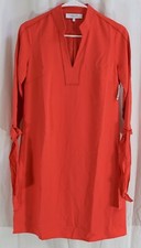 Lark & Ro Women's Tie Detail Three Quarter Sleeve Shift Dress Orange Size 2