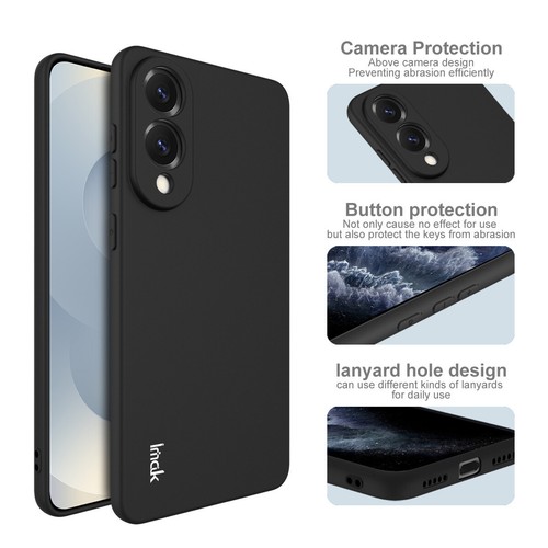 IMAK For Samsung Galaxy S25 Edge, Classic Black Soft Rubber Silicon Case Cover - Picture 3 of 5
