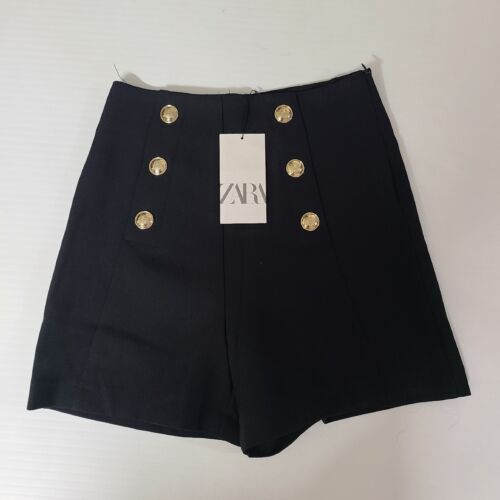 ZARA HIGH WAIST SHORTS MIT KNÖPFEN SCHWARZ GR. XS | 1608/034