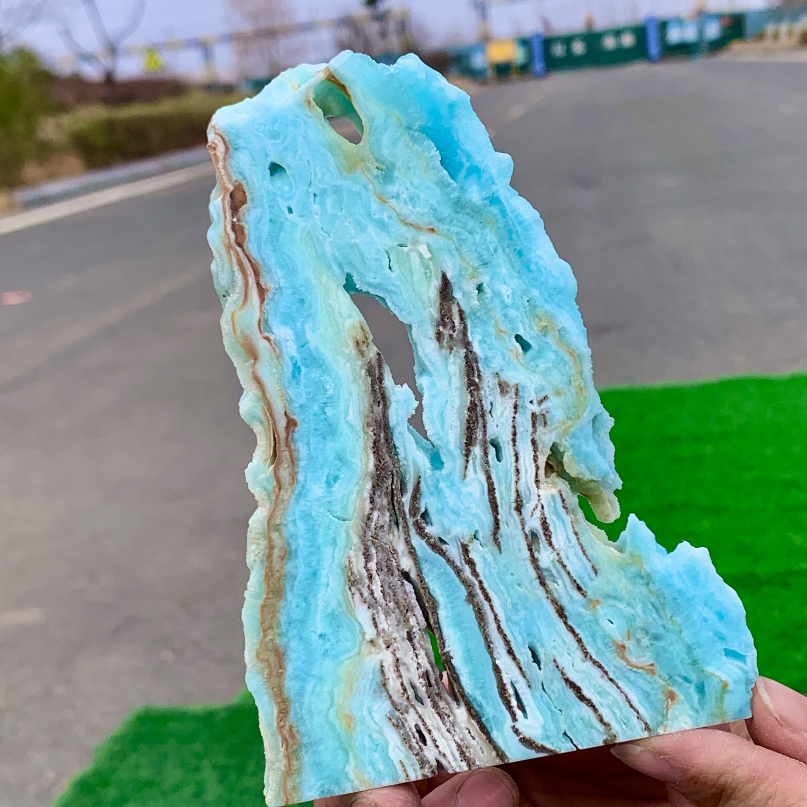 Natural 184G Sky Blue Hemimorphite Crystal Slab Mineral from Yunnan