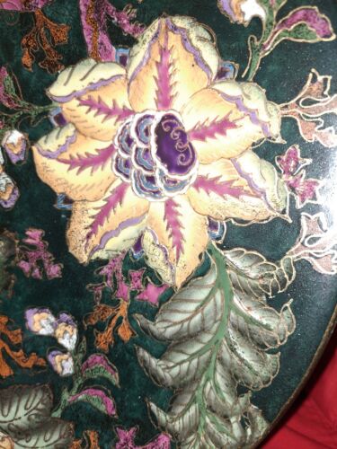 SATSUMA JAPAN 30CM DIAM. HAND PAINTED GILT MORIAGE DECORATED FLORAL LARGE PLATE - Picture 2 of 9