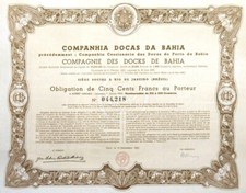 Sch&ouml;ner floraler Jugendstil: Companhia Docas da Bahia, Obl. 500 Francs