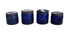 Cobalt Blue Noxzema Jars Antique with Lids Vintage Set of 4