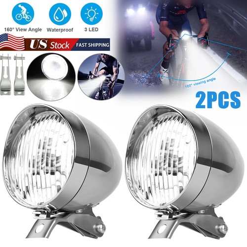 Low Rider Bike 2 PCS Classical Vintage 3LED Bike Headlight Bicycle Retro Light Front Head Lamp Schwinn Stingray
