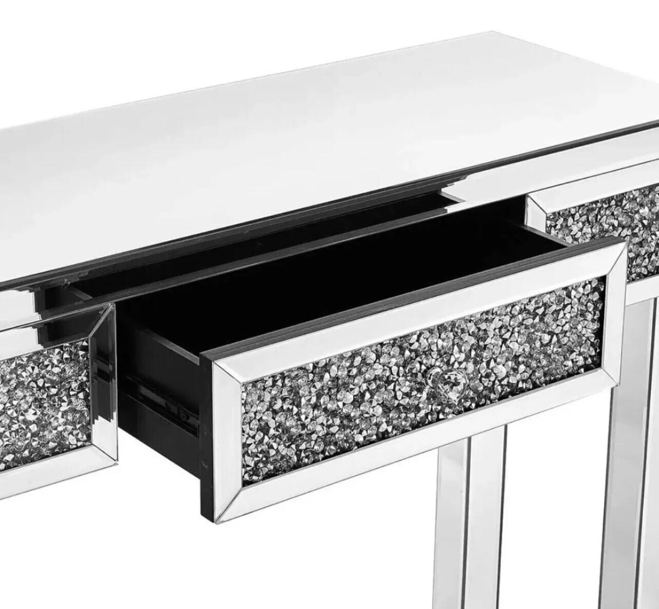 Luxury Diamond Crushed Dressing Table With Drawer Makeup Dresser