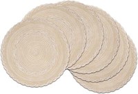 6Er Set Beige Runde Platzsets Baumwolle Tischmatten Abwaschbar HitzebestäNdig