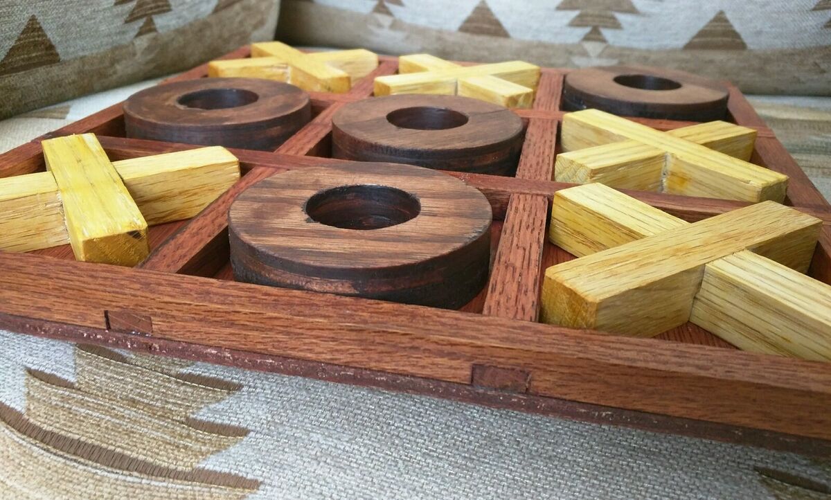 Rusticity Wooden Tic Tac Toe Game Board, Handmade, (5x5 in)