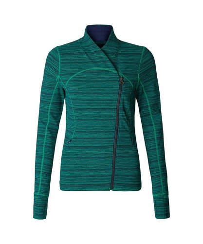 Lululemon Precision Jacket Sz 4 Green Cyber Jungle Hero Blue Front Zip Activewea