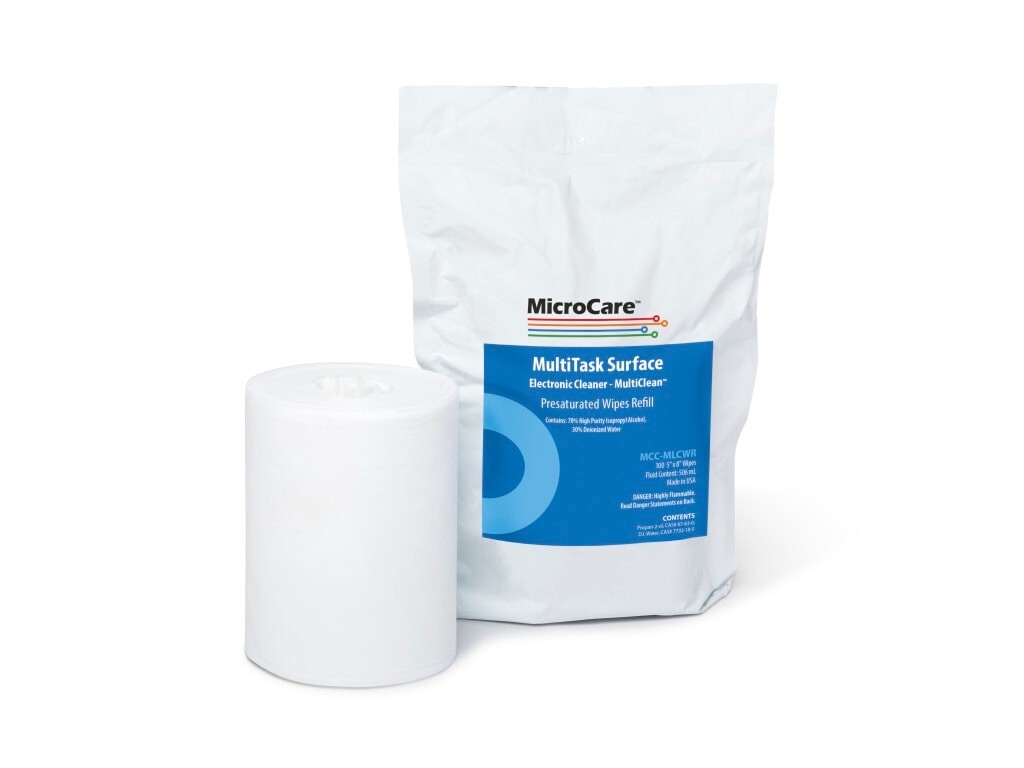 MicroCare MCC-MLCWR Pre-Saturated Multi-Task Surface Electronics Wipes, 100/Pack