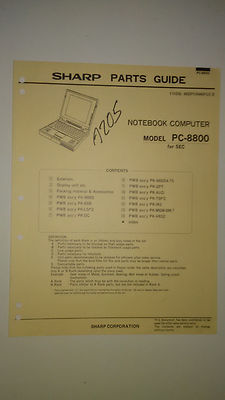 sharp pc-8800 parts guide notebook computer repair book