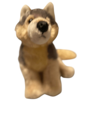 Aurora Kids Wolf Husky Dog Plush Stuffed Animal Realistic Black Eyes Gray White