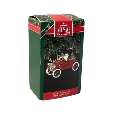 HALLMARK ORNAMENT 1991 HERE COMES SANTA # 13 `SANTA'S ANTIQUE CAR` NIB