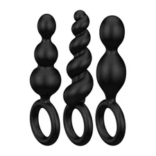 Satisfyer Plugs Set of 3 Black - Silicone Butt Plugs Anal Probes Anal Play
