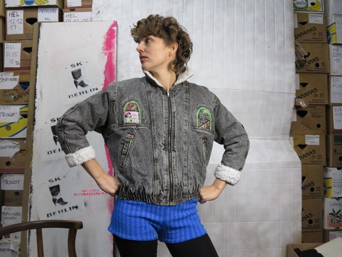 Jeans Fleece Jacket Mini Mouse Wild West 90er Truevintage 90s Denim Jacket Grey - Picture 4 of 12