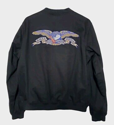 SS16 Supreme x Antihero Bomber Black Jacket Embroidered Size SS16 Supreme x Antihero Bomber Black Jacket Embroidered Size