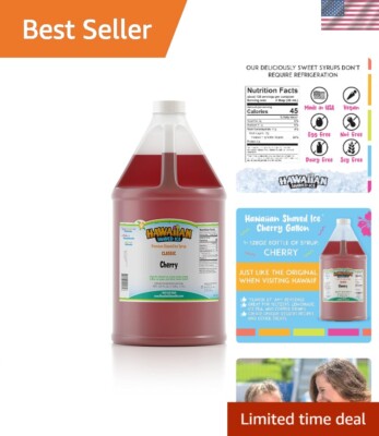 Versatile Cherry Syrup - Gallon for Shaved Ice, Beverages, and Recipes