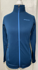 Patagonia R Series Full Zip Blue Grid Fleece Jacket Womens Size Medium