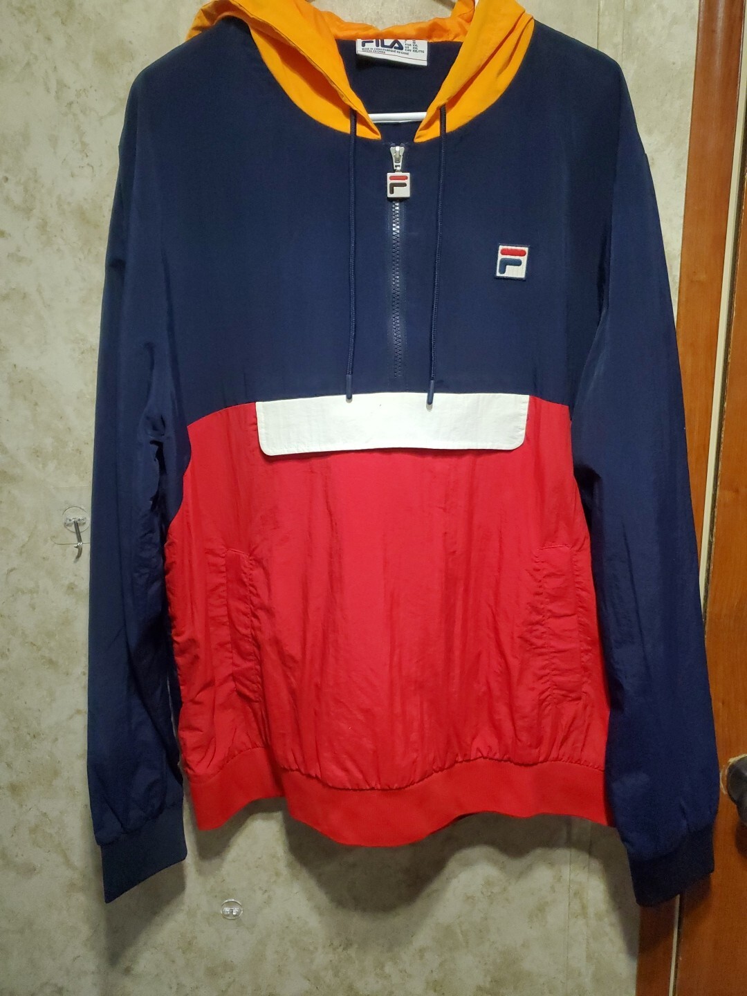 Pullover Fila giacca a vento con cappuccio colorblock 1 4 zip