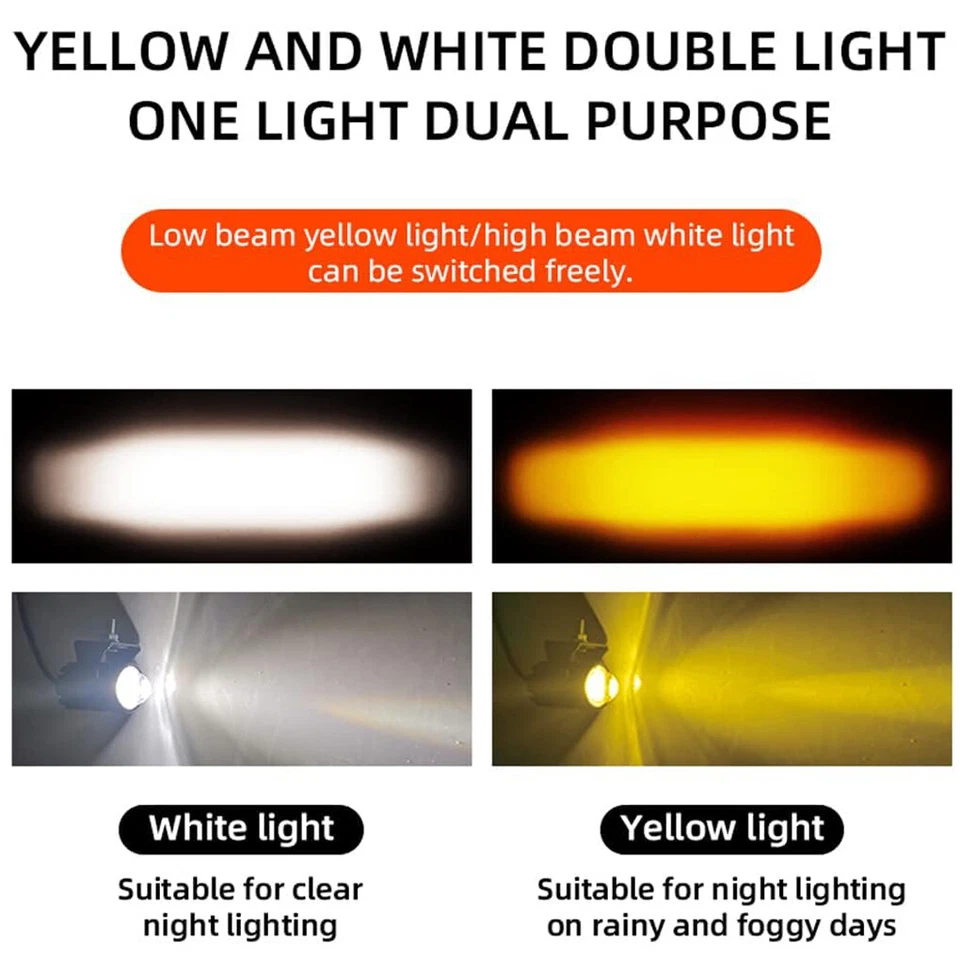 Paquete de 2 bombillas antiniebla LED de conducción de punto blanco amarillo para Yamaha TTR230 TTR125 Foto 2 de 4