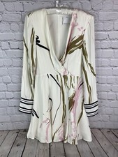 C/MEO Collective Medium Long Sleeve Cream Abstract Design Dress