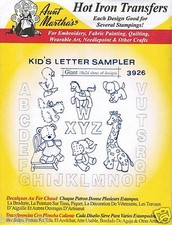 Kid's Letter Sampler Aunt Martha's Hot Iron Embroidery Transfer 3926