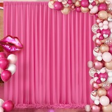Hot Pink Backdrop Curtains for Parties 10ft Long Wrinkle Free Fuchsia Backdro...