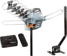 Outdoor HD TV Antenna 150 Mile Range Motorized 360° Rotation with Mounting Pole
