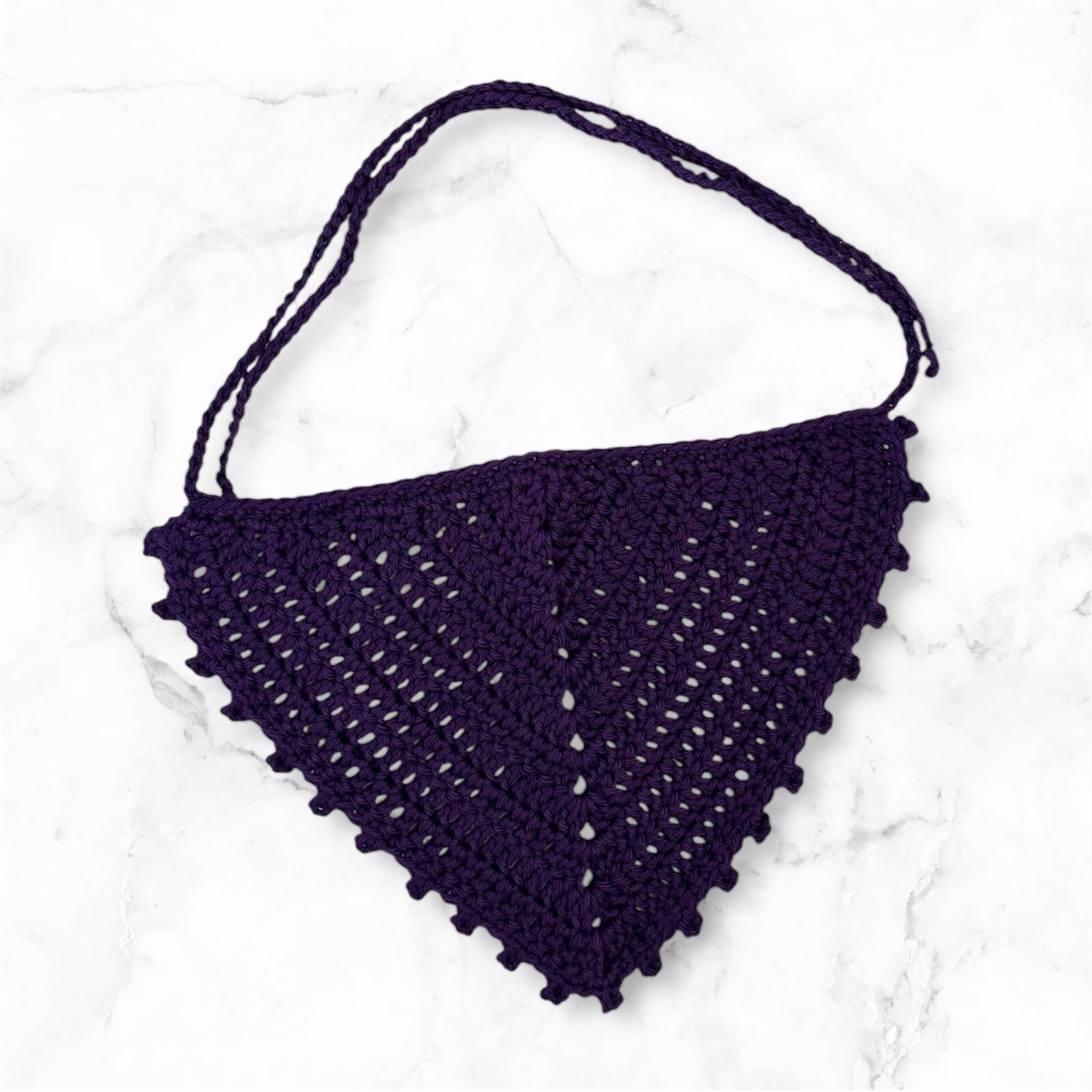 Hair Bandana Purple Crochet Picot for Teens or Adults Brand New Handmade