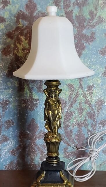 Bronze woman pencil lamp artisan made and hand painted 12v 1:12 scale. Bronze woman pencil lamp artisan made and hand painted 12v 1:12 scale.