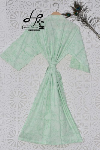 One Size Bikini Cover-up Cotton Handmade Robe Indian Kimono 3/4Sleeve Sexy Gown - Picture 18 of 37