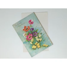 Vintage Greeting Card Birthday Greetings 60's Floral with Envelope Henco Inc