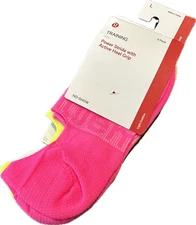 Lululemon Power Stride No Show Sock 3 Pack Active Grip Neon Pink Orange Size L