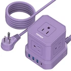 10FT Power Strip USB 5 Outlet 4 Port Surge Protector for Desk Dorm Hotel Use NEW