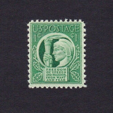 DE COLECCIÓN 1943 LIBERTAD DE EXPRESIÓN Y RELIGIÓN DE LA NECESIDAD Y EL MIEDO SELLO 1c POSTAJE MNH