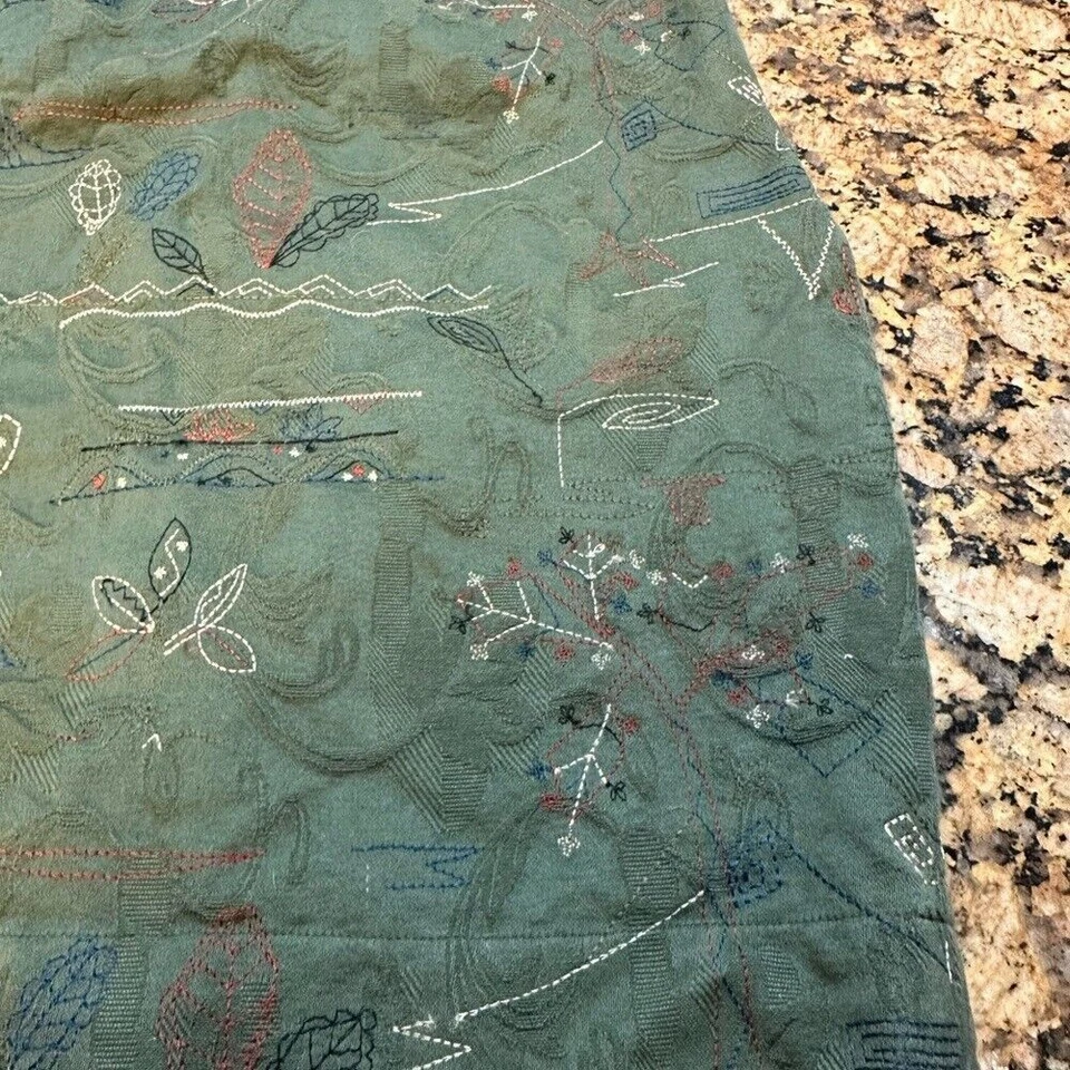 Falda Lápiz Meadow Rue Verde Oliva Talla 8 Geo Bordado Forrada Rodilla Recta Foto 3 de 4