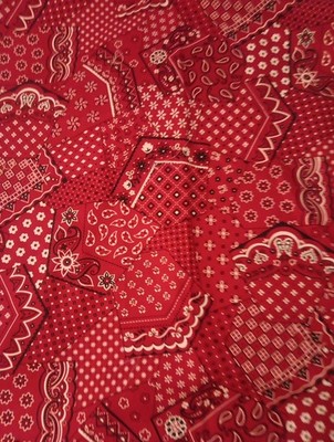 Vtg VIP Cranston Western Bandana Pattern Red Cotton Fabric 100% Cotton 2yds x 42