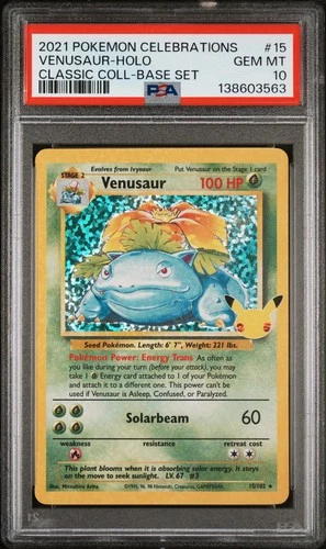 2021 POKEMON CELEBRATIONS CLASSIC COLL #15 VENUSAUR-HOLO PSA 10