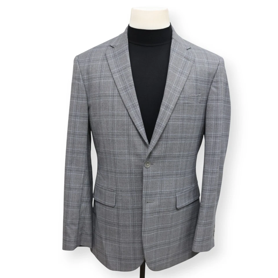 PRONTO UOMO PLATINUM mens gray windowpane sport coat suit jacket blazer 38 L - Image 2 of 4