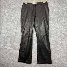 Tommy Hilfiger Women's Size 12 Black Leather Straight Leg Fashion Pants