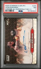 Marketplace image: 2025 TOPPS STADIUM CLUB UFC CHROME AUTO SUPERFRACTOR 1/1 LEON EDWARDS 1/1 PSA 7