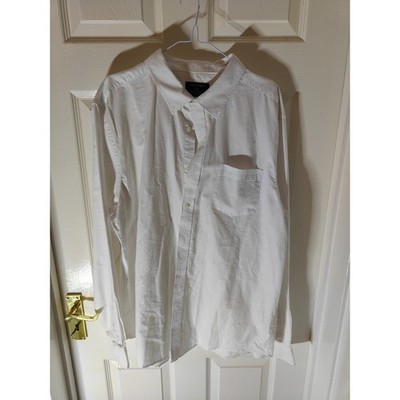 Primark Herren Oxford Hemd Weiß Langarm Baumwolle Größe XL