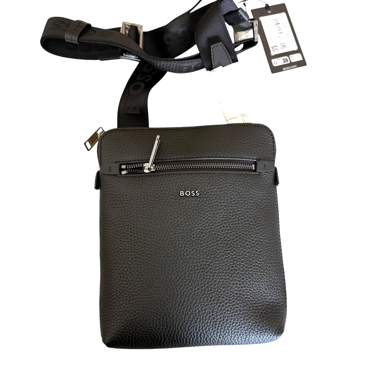 HUGO BOSS Morval All Leather Zip Env_O Bag 50517985 Black | eBay