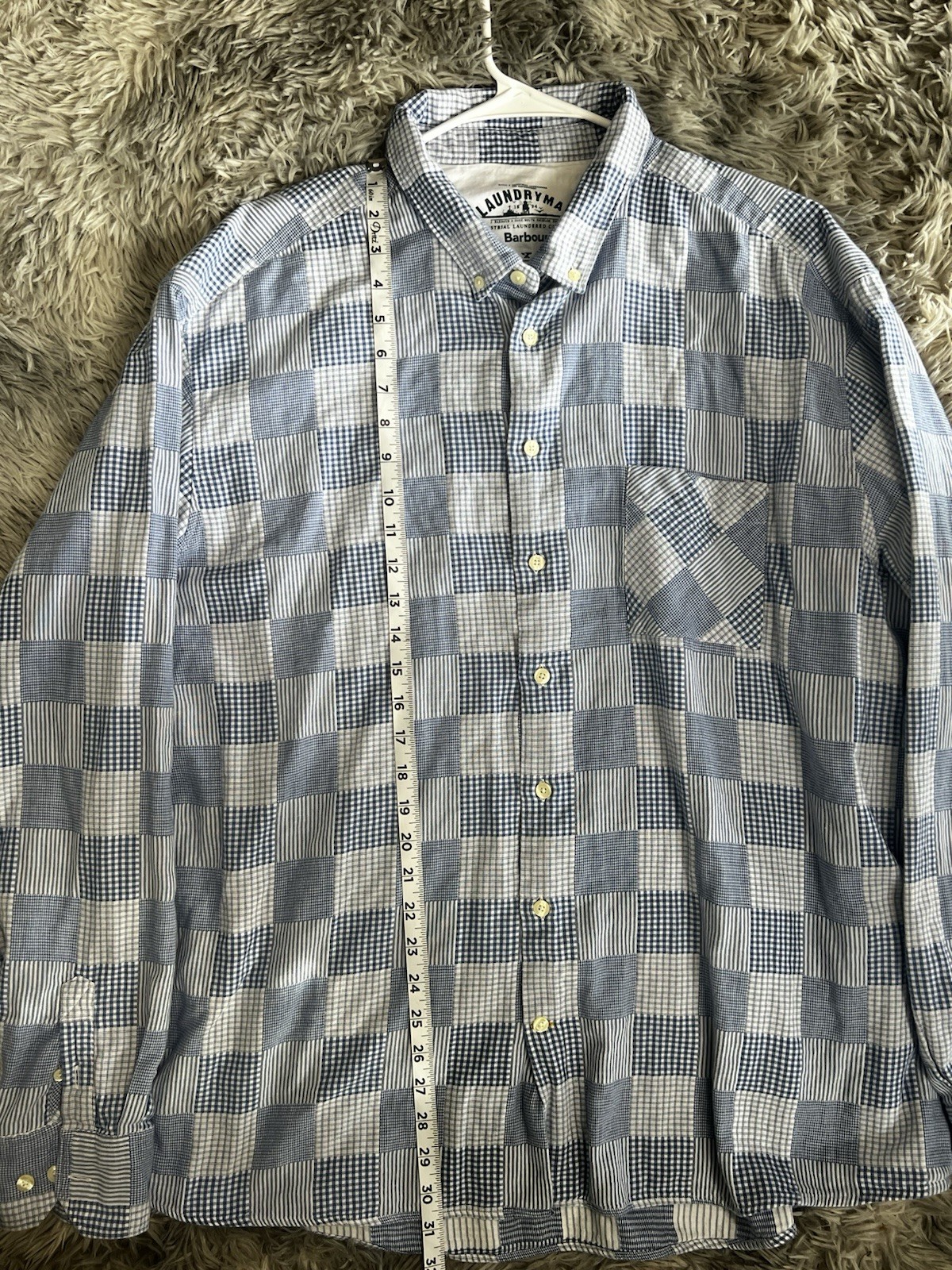 Barbour Button Down Gingham Patchwork Shirt Size … - image 3